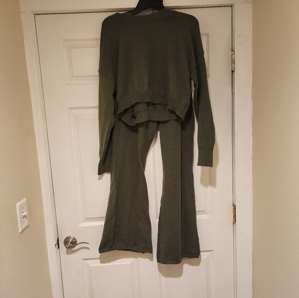 No Boundaries Green Flare Jumpsuit with Boot Cut